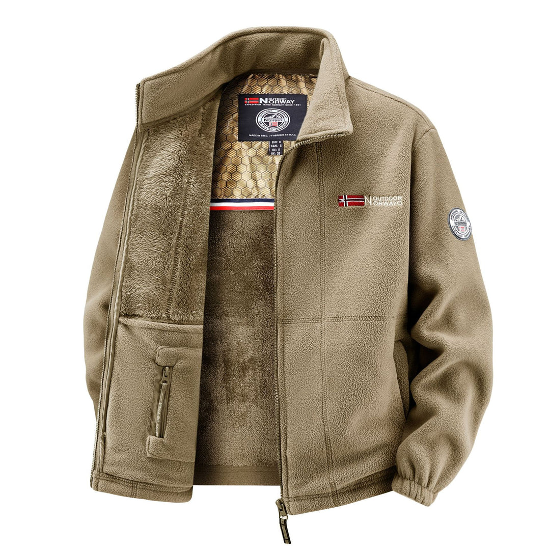Herren Thermo-Fleecejacke mit Teddy-Innenfutter und Stehkragen Shop Nory