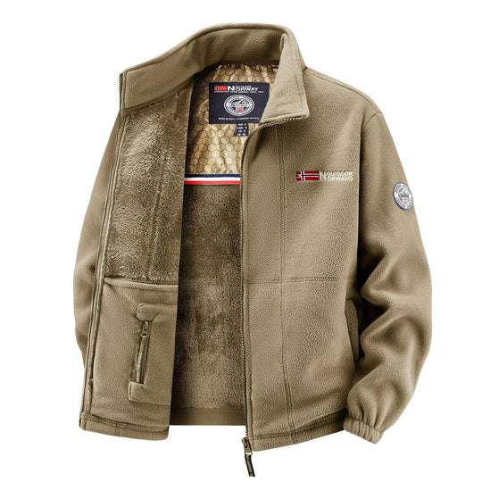 Herren Thermo-Fleecejacke mit Teddy-Innenfutter und Stehkragen Shop Nory