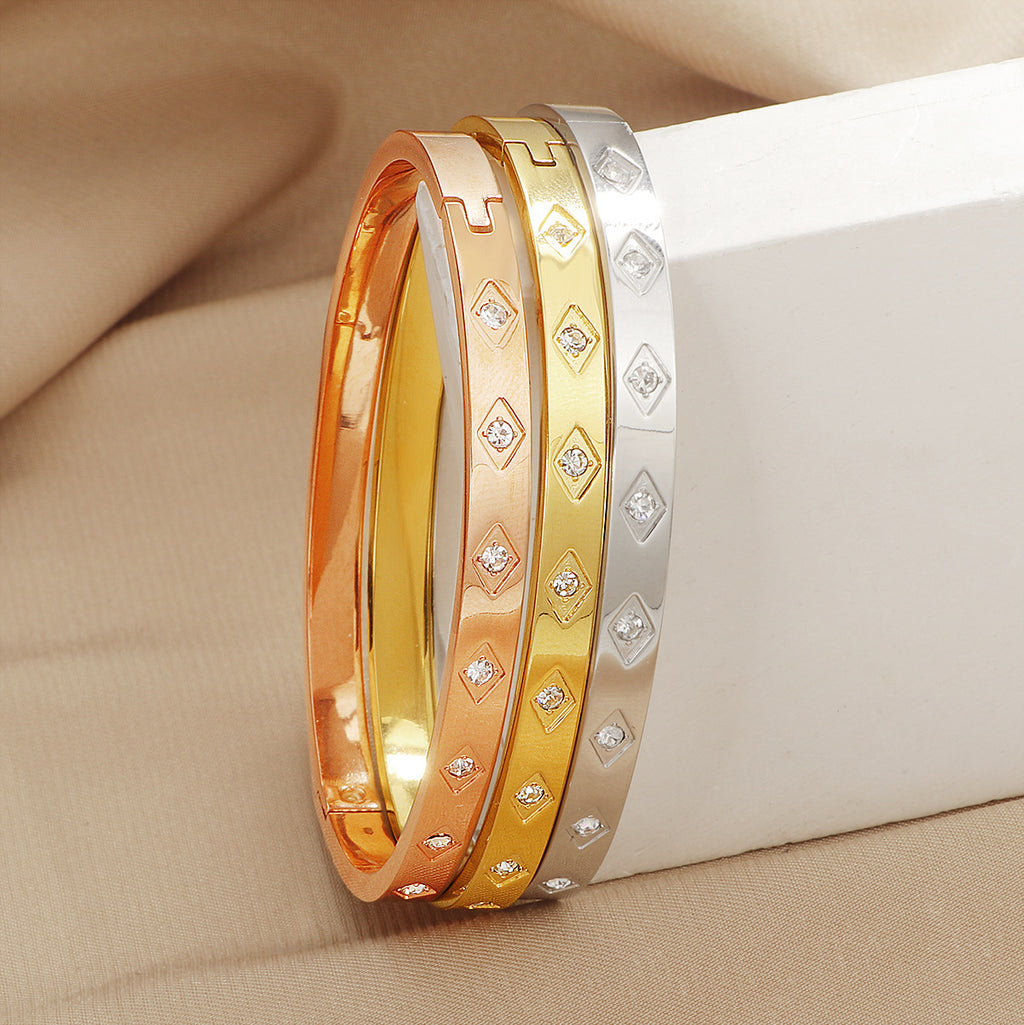 Damen Geometrisches Diamantbesetztes Armreif Armband Shop Nory