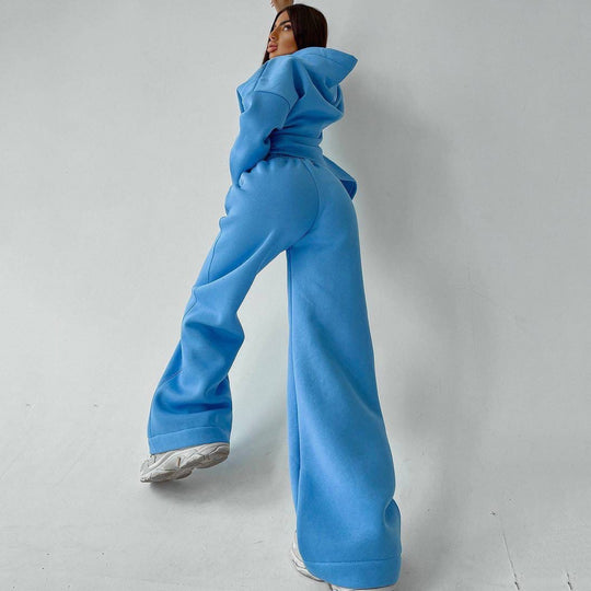 Damen zweiteiliges Lounge-Set mit sculpting High Waist Palazzohose und oversized Kapuzenhoodie Shop Nory