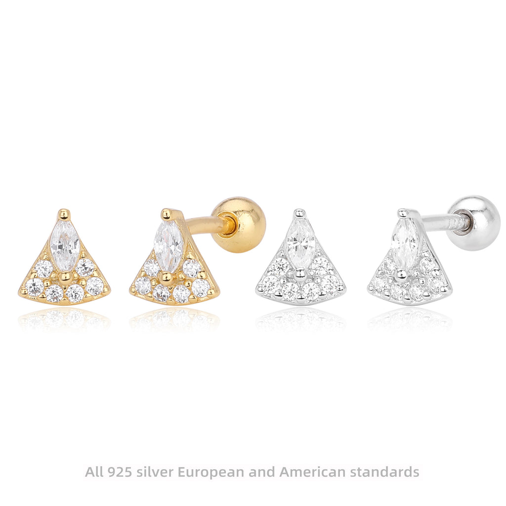 Damen Ohrstecker im eleganten Dreieckedesign mit funkelnden Zirkonen Shop Nory