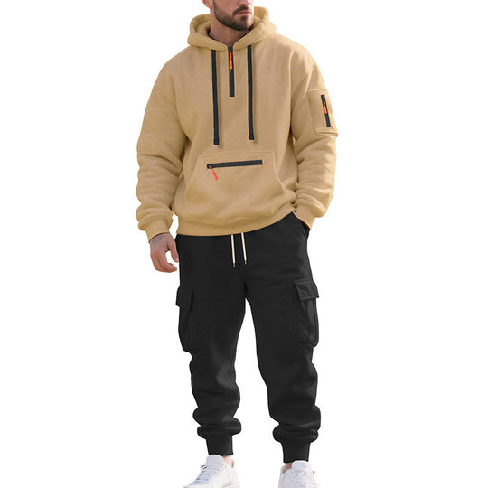 Herren Zweiteiliger Performance-Jogginganzug mit Kapuzen-Hoodie, wasserabweisenden Reißverschlüssen und Cargo-Jogger Shop Nory