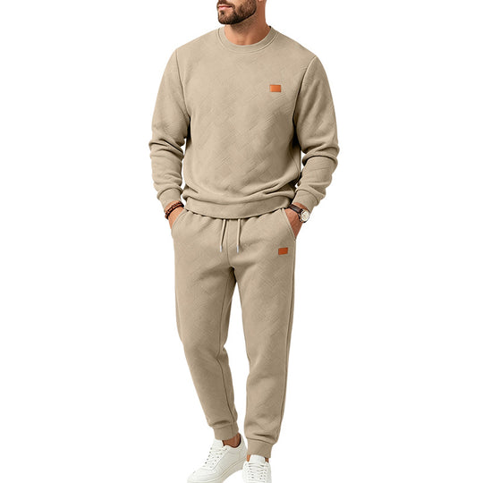 Herren Gemustertes Komfort-Sweatset mit Rundhals-Sweatshirt und Kordel-Jogginghose Shop Nory