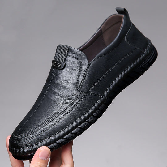 Herren Eleganter Lederimitat-Slipper mit handgenähter Perimeternaht und flexibler Profilsohle Shop Nory