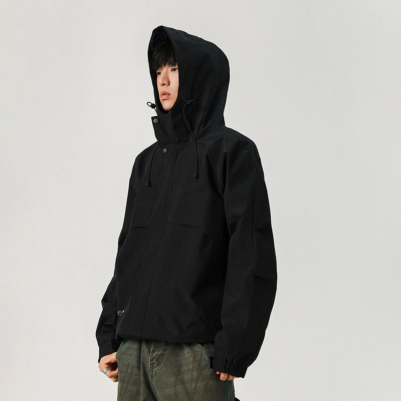 Herren Technische Kapuzen-Softshelljacke mit hohem Kragen und verstellbarem Saum Shop Nory