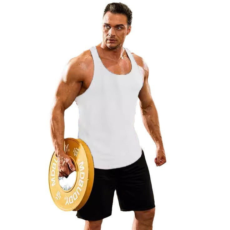 Herren nan atmungsaktives Muskelshirt mit rückenfreiem Schnitt Melange und schnelltrocknender Funktion
