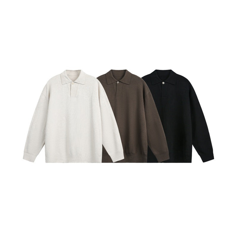 Herren Lockerer Strick-Polo-Pullover mit Knopfblende und Oversize-Schnitt Shop Nory