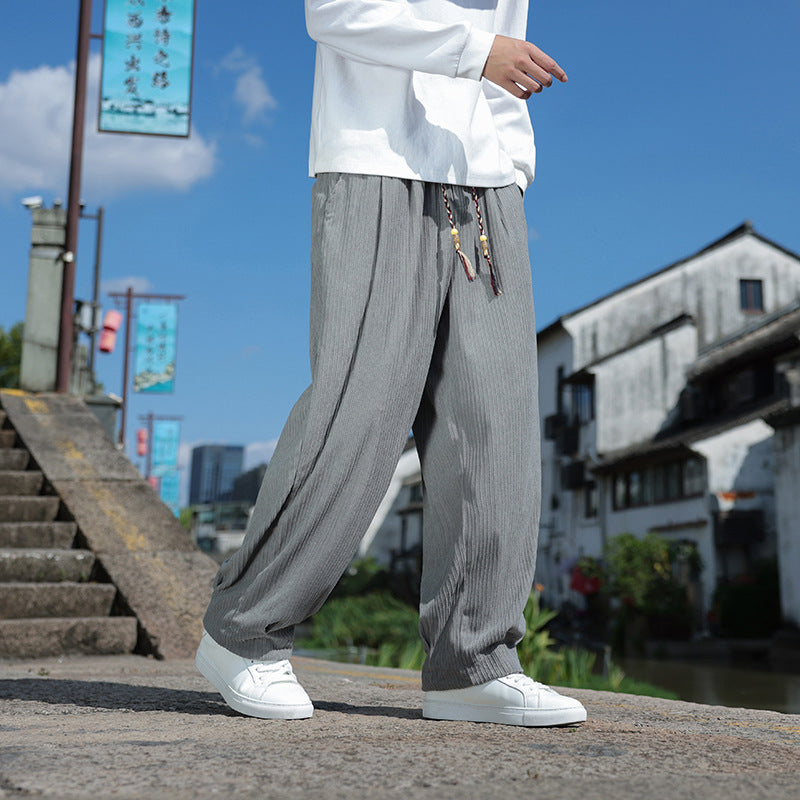 Herren Weit geschnittene Cord-Relaxhose mit elastischem Bund und Zierkordel Shop Nory
