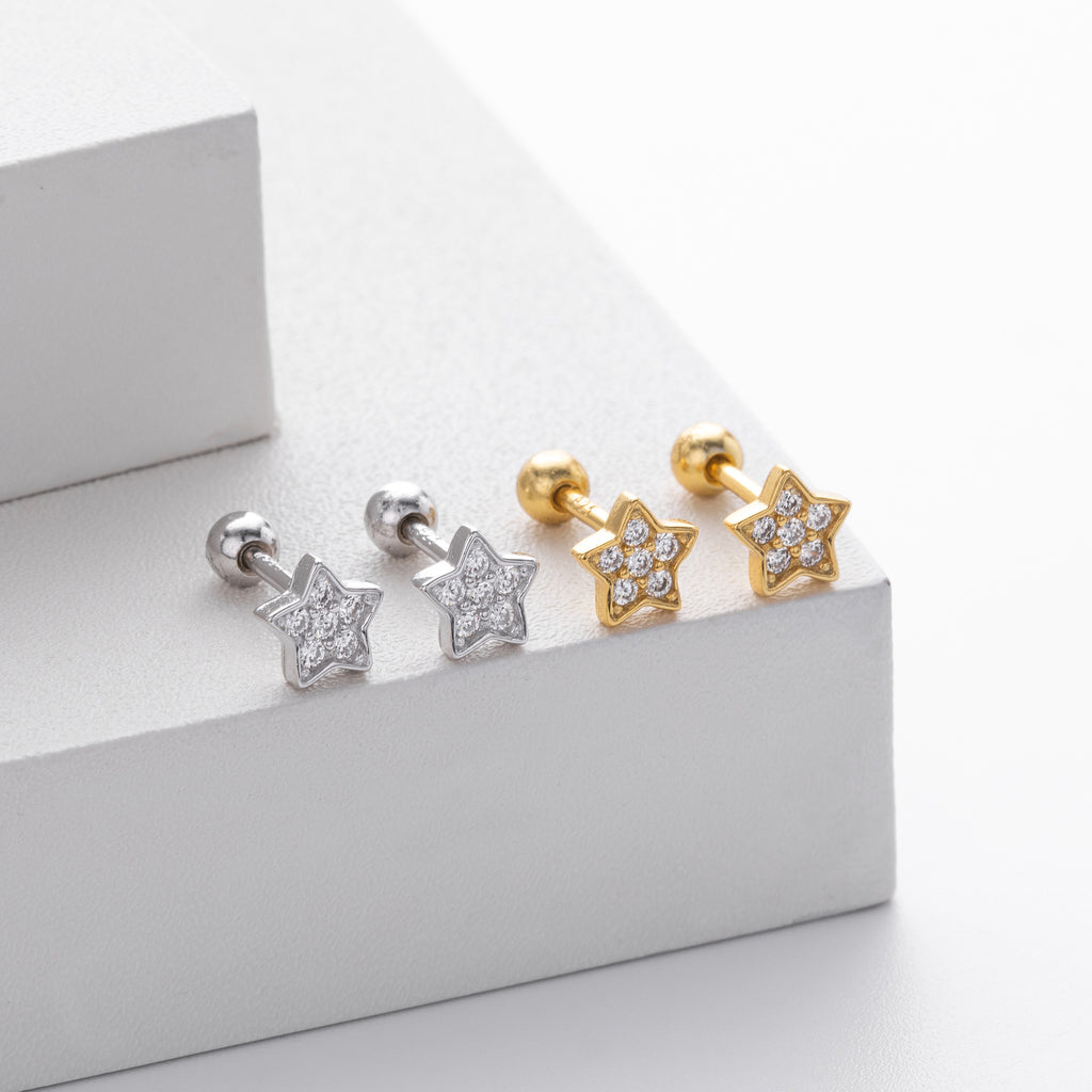 Damen Ohrstecker im funkelnden Sterndesign mit hochwertigem Zirkonbesatz Shop Nory
