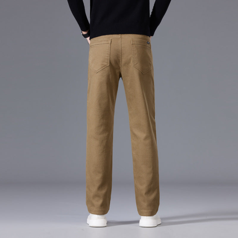 Herren Gerade geschnittene Baumwoll-Chinohose mit Komfortbund und Eingriffstaschen Shop Nory