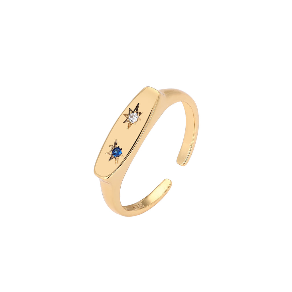 Damen Offener Ring mit funkelnden Zirkon-Akzenten aus 925 Sterling Silber Shop Nory