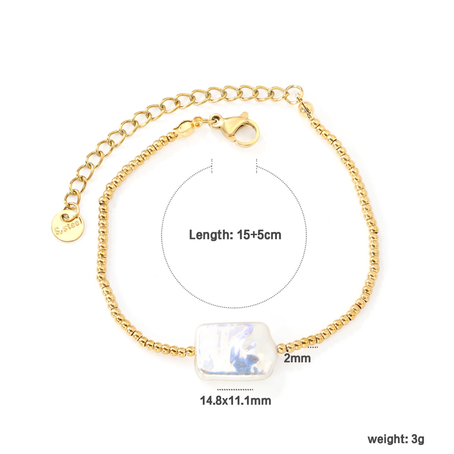 Damen Armband mit modernem Muschelanhänger und eleganten goldenen Akzenten Shop Nory