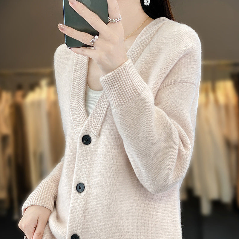 Damen Weicher Boxy-Longcardigan mit tiefem V-Ausschnitt und feiner Rippkante Shop Nory