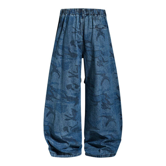 Damen Extraweite Denim-Palazzo-Hose mit elastischem Komfortbund und markanten Nahtdetails Shop Nory