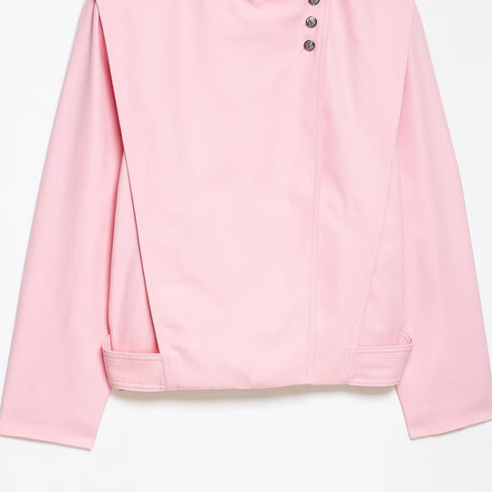 Damen Kurze asymmetrische Jacke mit hohem Stehkragen und Cape‑Schulter Shop Nory