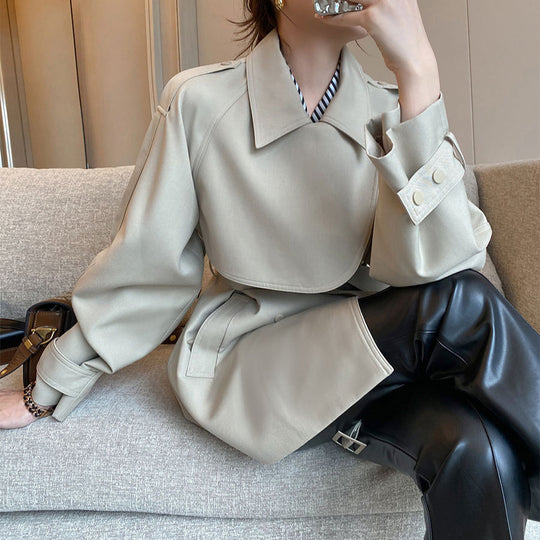 Damen Modernes Trenchcoat mit Taillengürtel Shop Nory