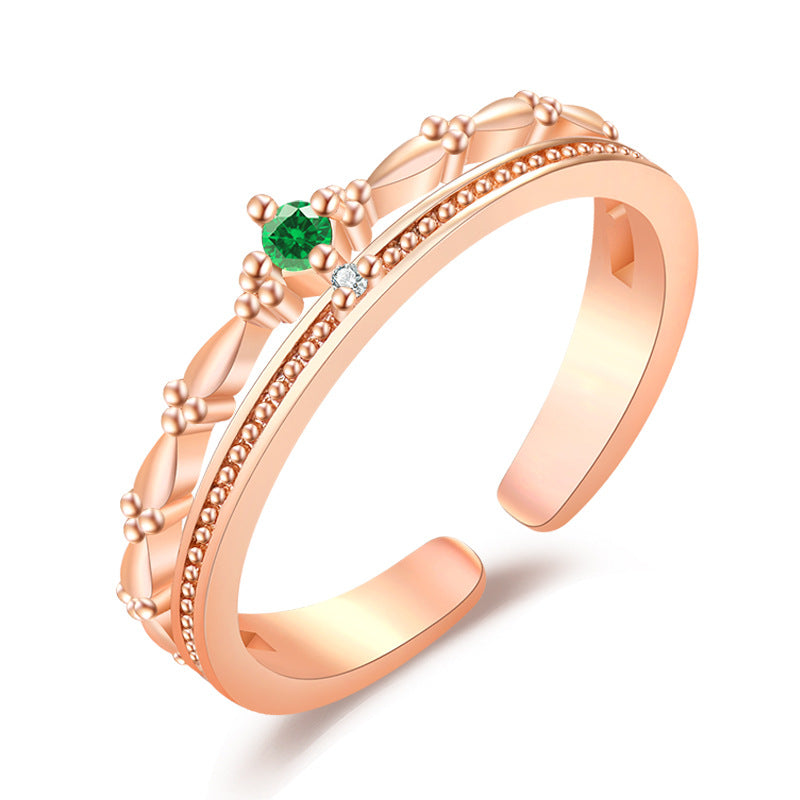 Damen Eleganter Ring mit kunstvollem floralem Design und funkelndem Stein Shop Nory