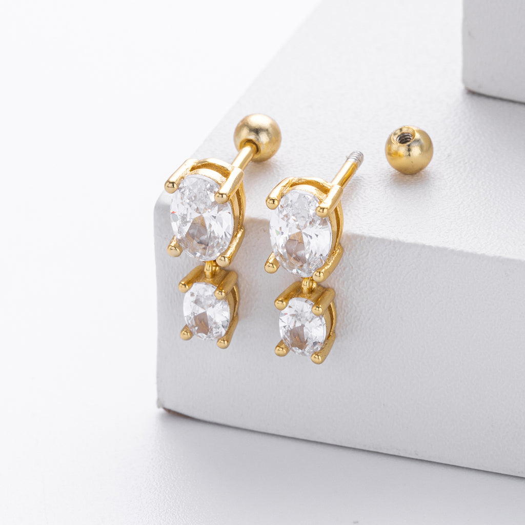 Damen Ohrstecker mit elegantem Zirkonanhänger aus 925 Sterling Silber Shop Nory