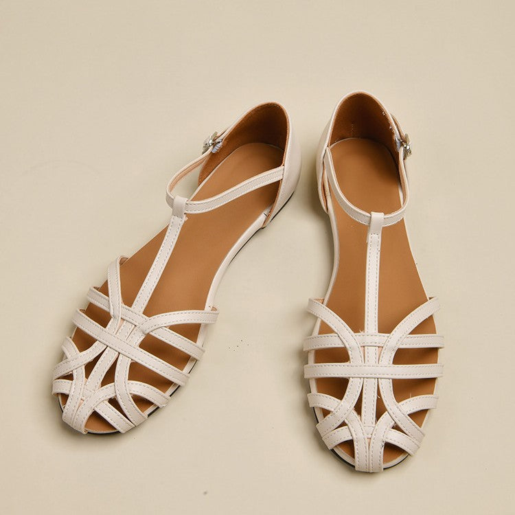 Damen elegante Flachsandalen mit verstellbarem Riemen und modischem Schnitt