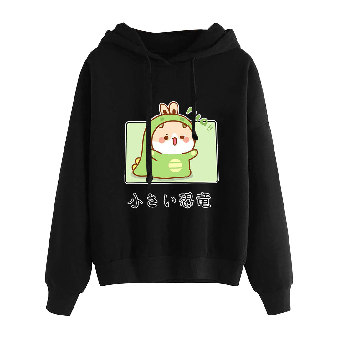 Damen nan kurz geschnittener Cropped-Kapuzenpullover mit niedlicher Frosch-Illustration und verstellbarer Kapuze Shop Nory