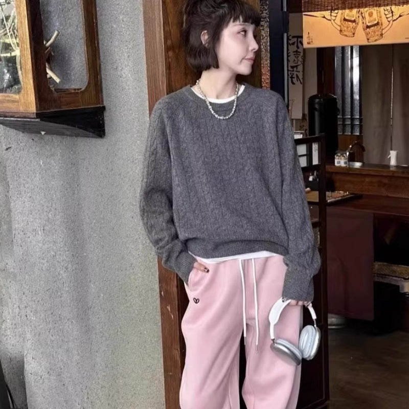 Damen Zopfstrick-Pullover aus Baumwoll-Mix mit legerer Oversize-Silhouette Shop Nory
