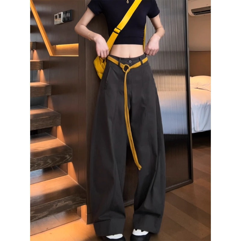 Damen Weite Baumwollhose mit Statement-Gürtel Shop Nory