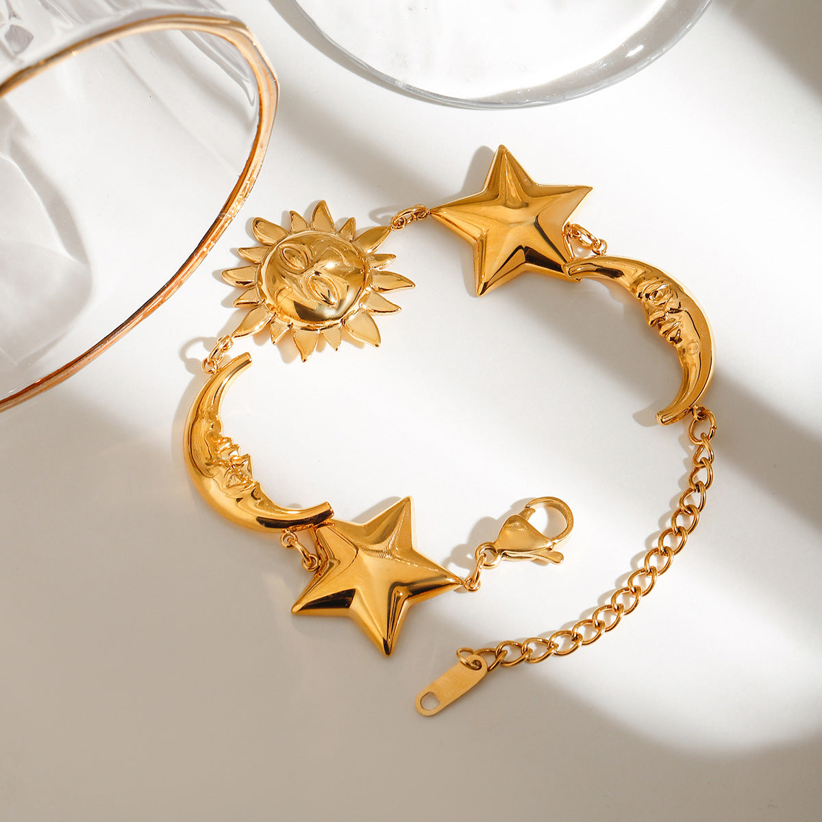 Damen Armband mit kunstvollem Mond- und Sternenmotiv aus hypoallergenic Edelstahl Shop Nory