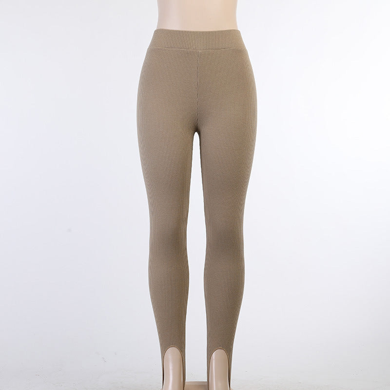 Damen Leggings mit strukturiertem Rippdesign und hohem Bund