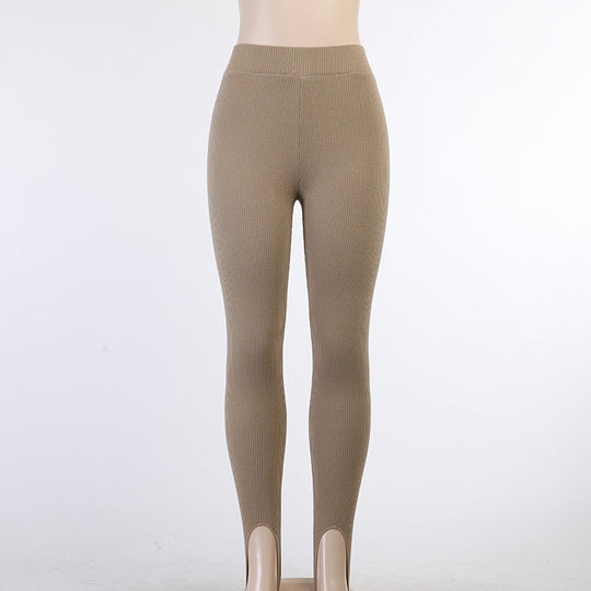 Damen Leggings mit strukturiertem Rippdesign und hohem Bund