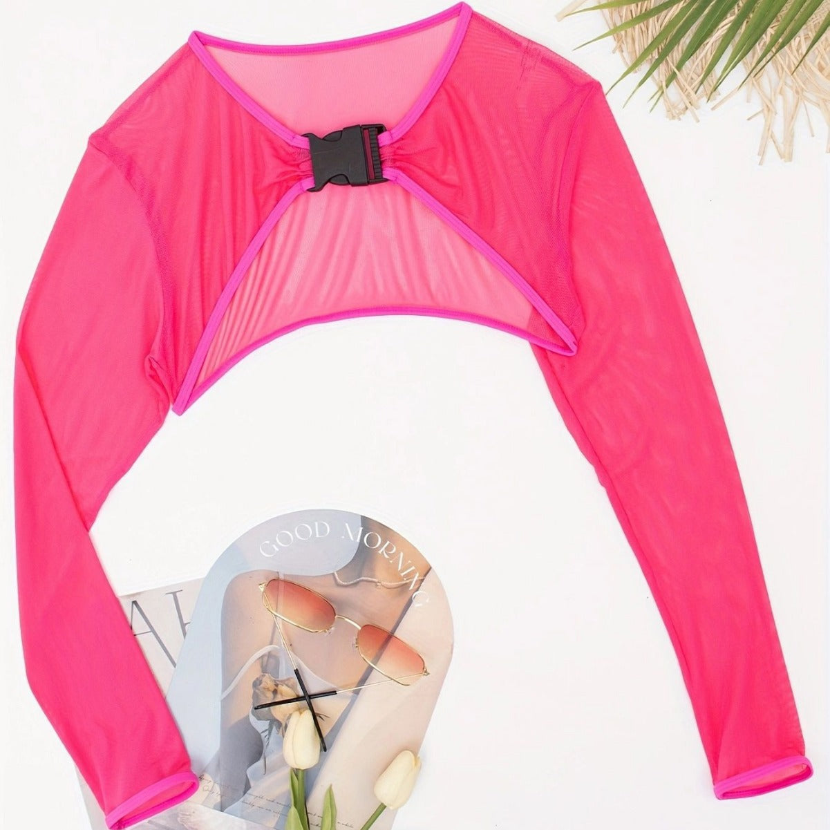 Damen Modischer Mesh-Oberteil mit langer Arm