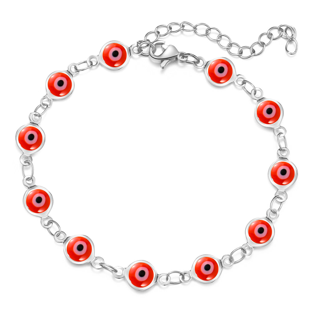 Damen Fußkettchen mit bunten Augenschutz-Anhängern und hochwertiger Gliederkette Shop Nory