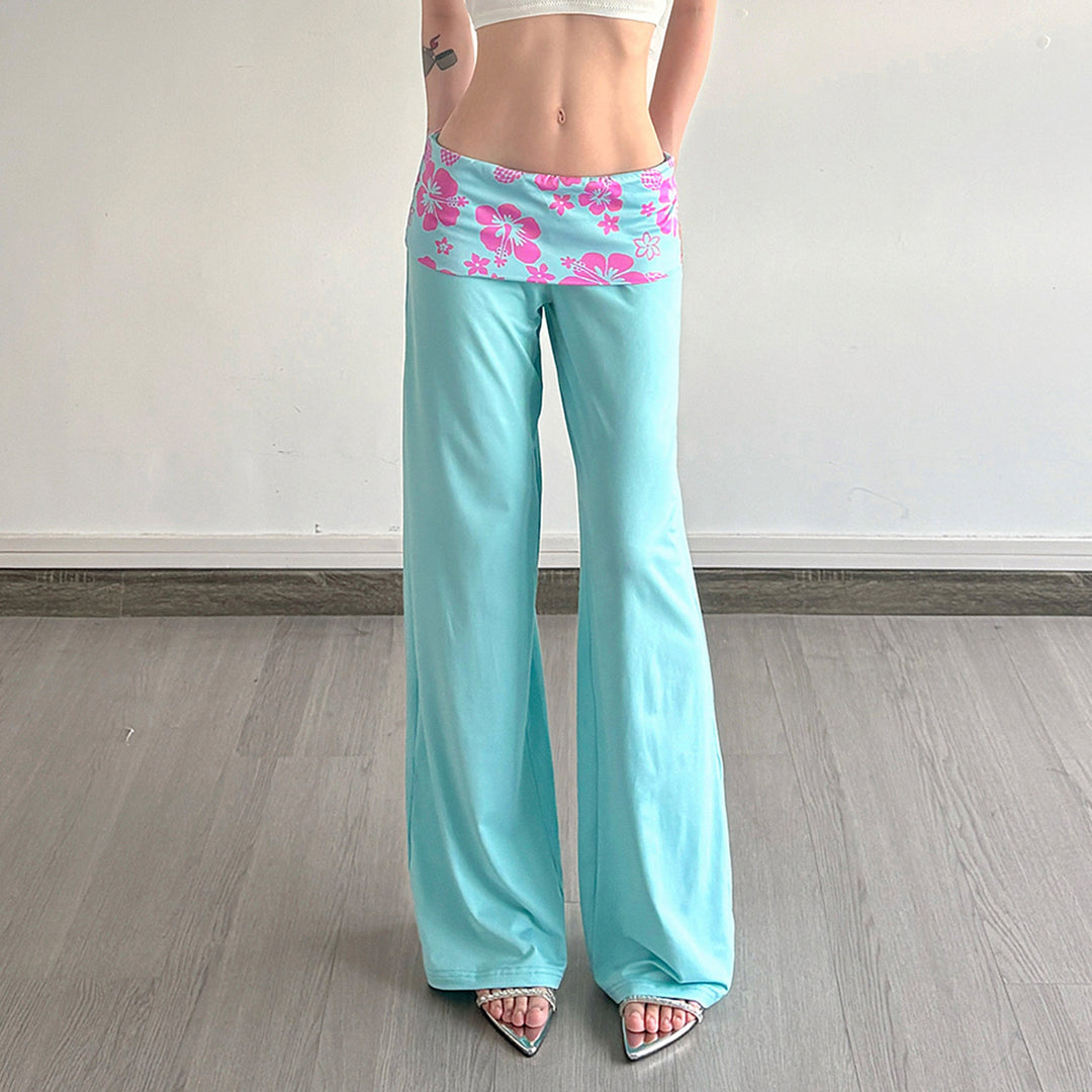 Damen nan weite Yoga-Palazzohose mit Umschlagbund und hoher Taille Shop Nory