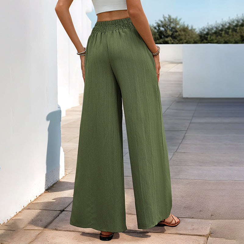 Damen Leichte Palazzo-Hose mit hohem Smokbund und fließender Weite Shop Nory