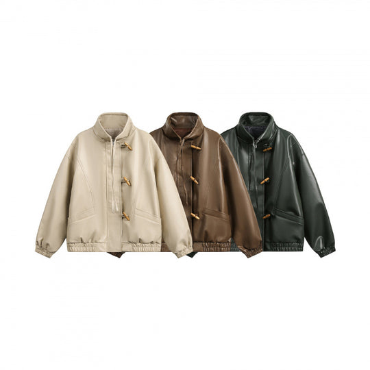 Unisex Kurz geschnittene Oversize-Jacke mit Knebelverschlüssen, hohem Stehkragen und elastischem Saum Shop Nory