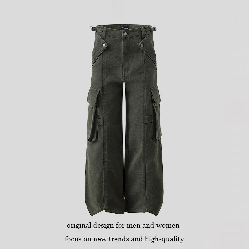 Damen hochtaillierte weite Cargo Culotte-Hose mit Multi‑Taschen und verstellbarem Bund Shop Nory
