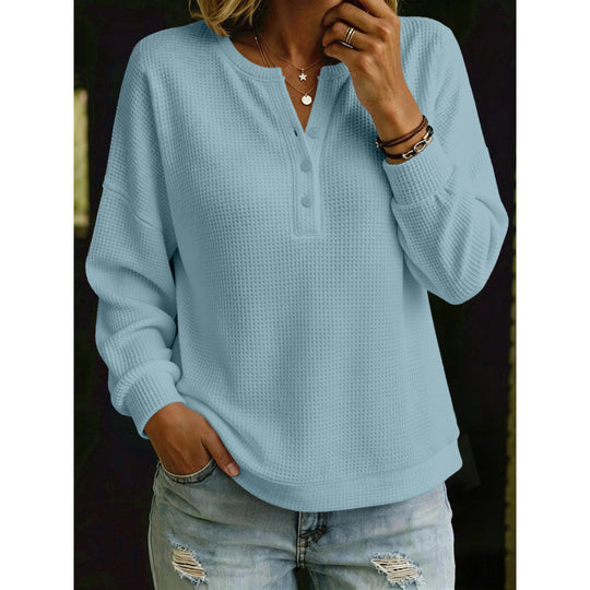 Damen Waffelstrick-Henleypullover mit Oversize-Schnitt Shop Nory
