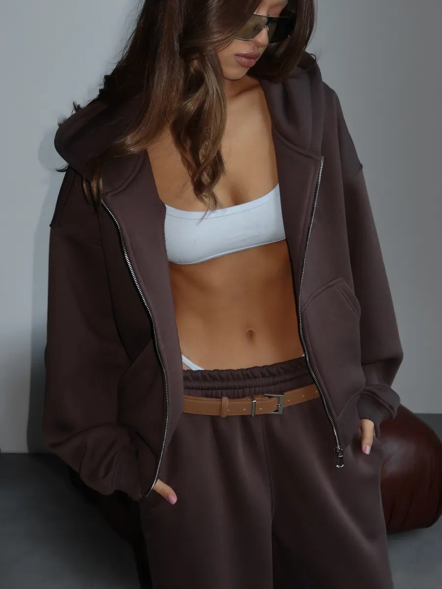 Damen Oversized Kapuzenjacke und Sweathose Set Shop Nory
