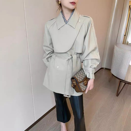 Damen Modernes Trenchcoat mit Taillengürtel Shop Nory
