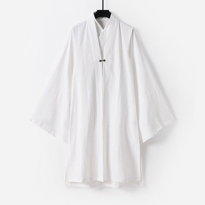 Unisex Asiatisch inspirierte Oversize-Kimono-Jacke mit Trompetenärmeln und kleinem Knebelverschluss Shop Nory