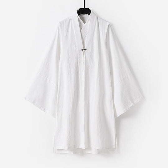 Unisex Asiatisch inspirierte Oversize-Kimono-Jacke mit Trompetenärmeln und kleinem Knebelverschluss Shop Nory