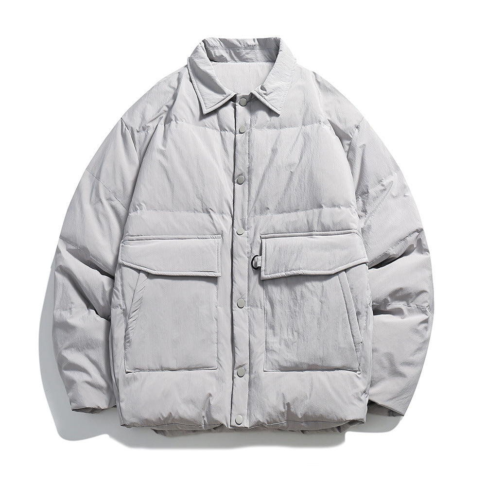Unisex Boxy wattierte Hemdjacke mit großen Klapptaschen und Druckknopfverschluss Shop Nory