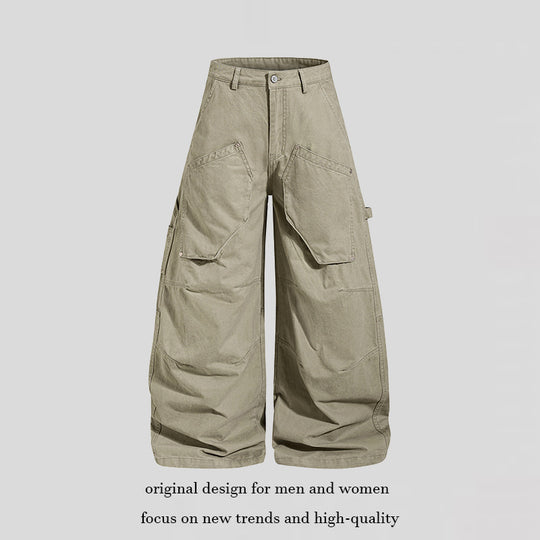 Damen weite Baumwoll-Cargo-Culotte mit hoher Taille, großen Klappentaschen & handwerklichen Details Shop Nory