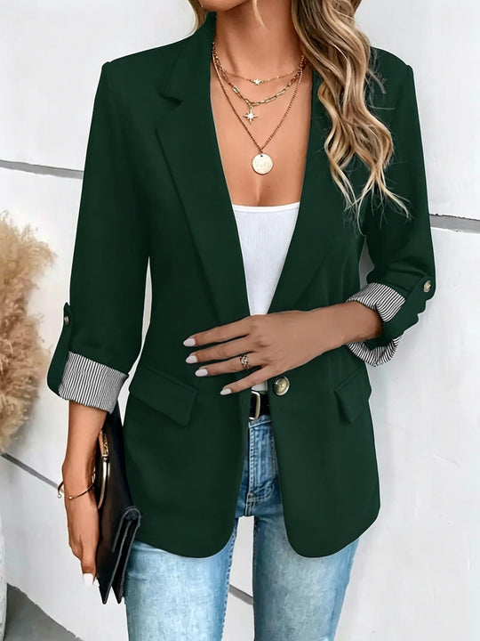 Damen Casual-Blazer mit gekrempelten Ärmeln und gestreiftem Futter Shop Nory