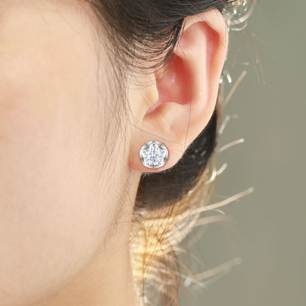 Damen Ohrringe mit gefassten Zirkonia Kristallen Shop Nory