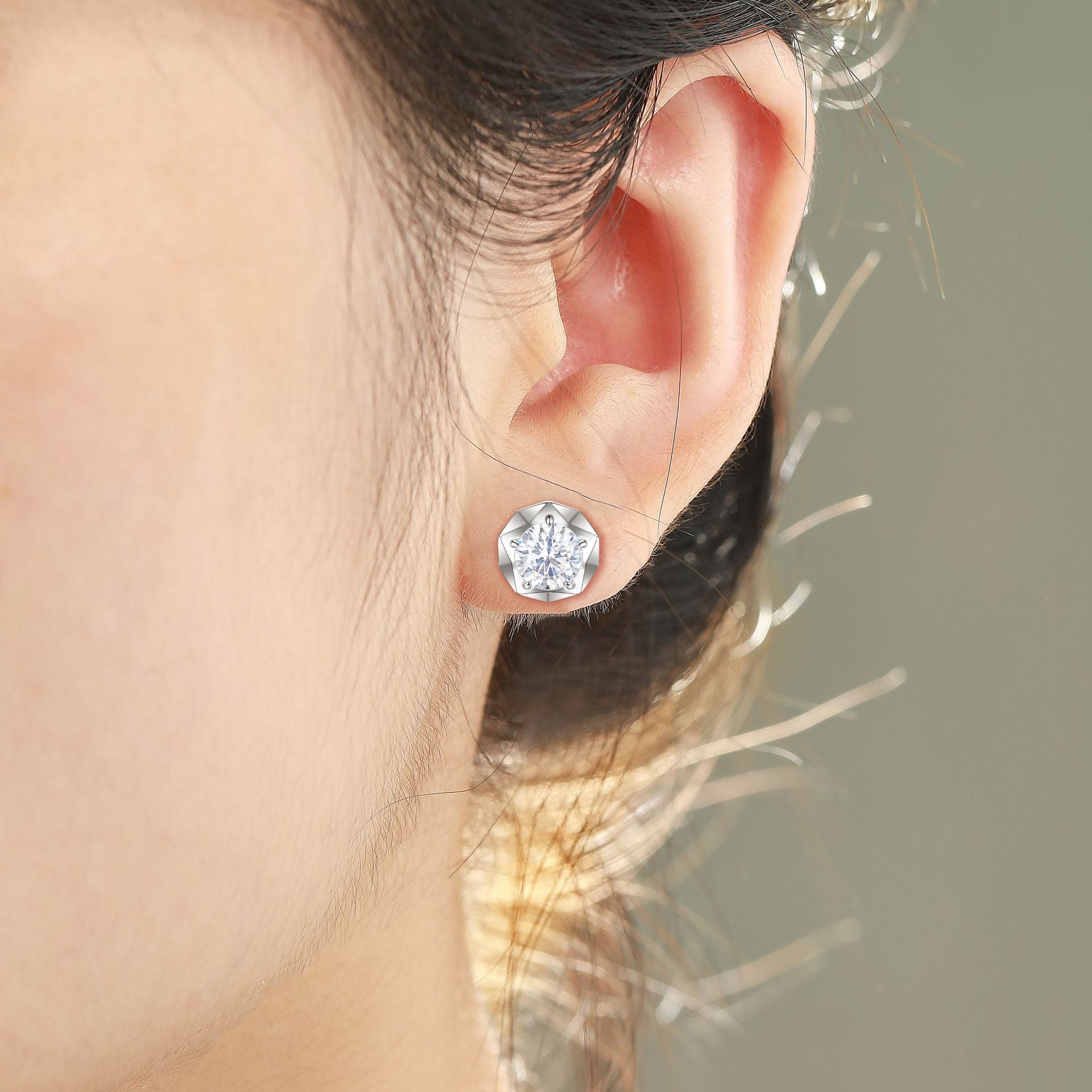Damen Ohrringe mit gefassten Zirkonia Kristallen Shop Nory