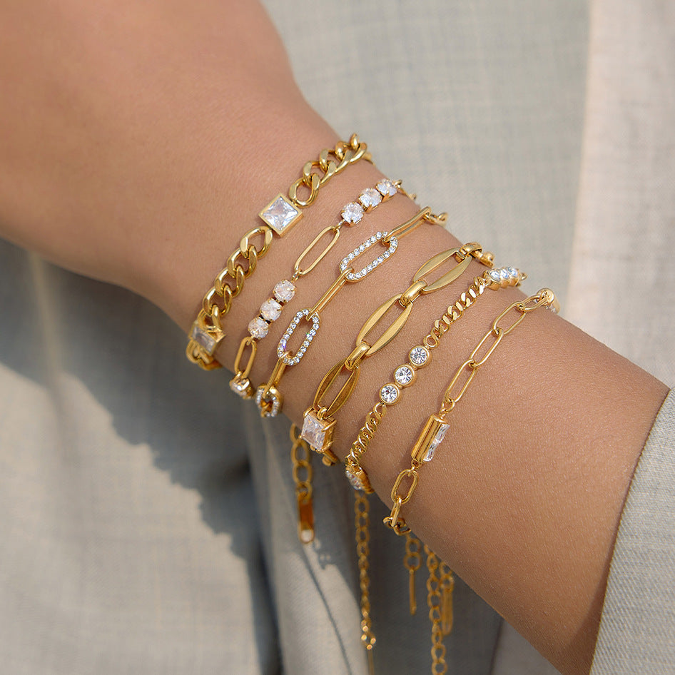 Damen Armband aus hypoallergenem Edelstahl mit edlen Kristallakzenten Shop Nory