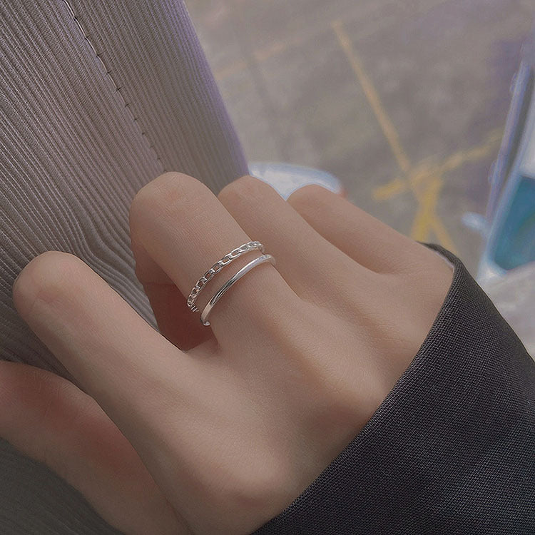 Damen zierlicher Ring mit doppelter Struktur Shop Nory