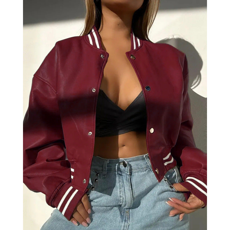 Damen Sportliche cropped Bomberjacke im Vintage-Stil