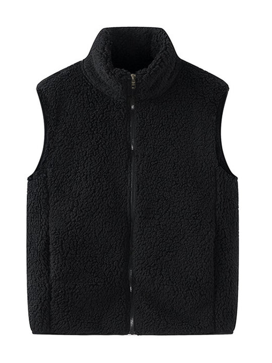 Damen Ärmellose Sherpa-Fleece-Weste mit hohem Stehkragen und Reißverschluss Shop Nory