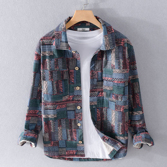 Herren Overshirt im Patchwork-Look mit aufgesetzten Brusttaschen Shop Nory